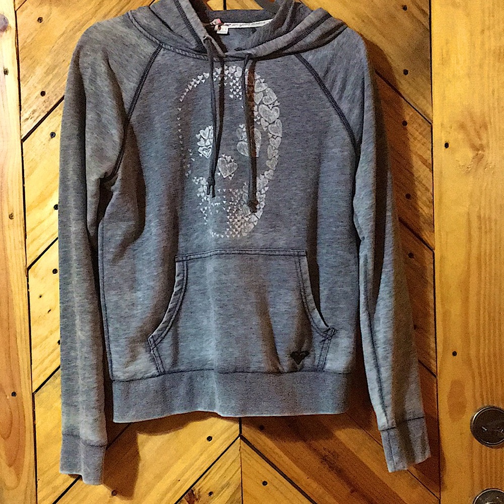 Roxy from PacSun, gray sweatshirt with sugar skull sz large